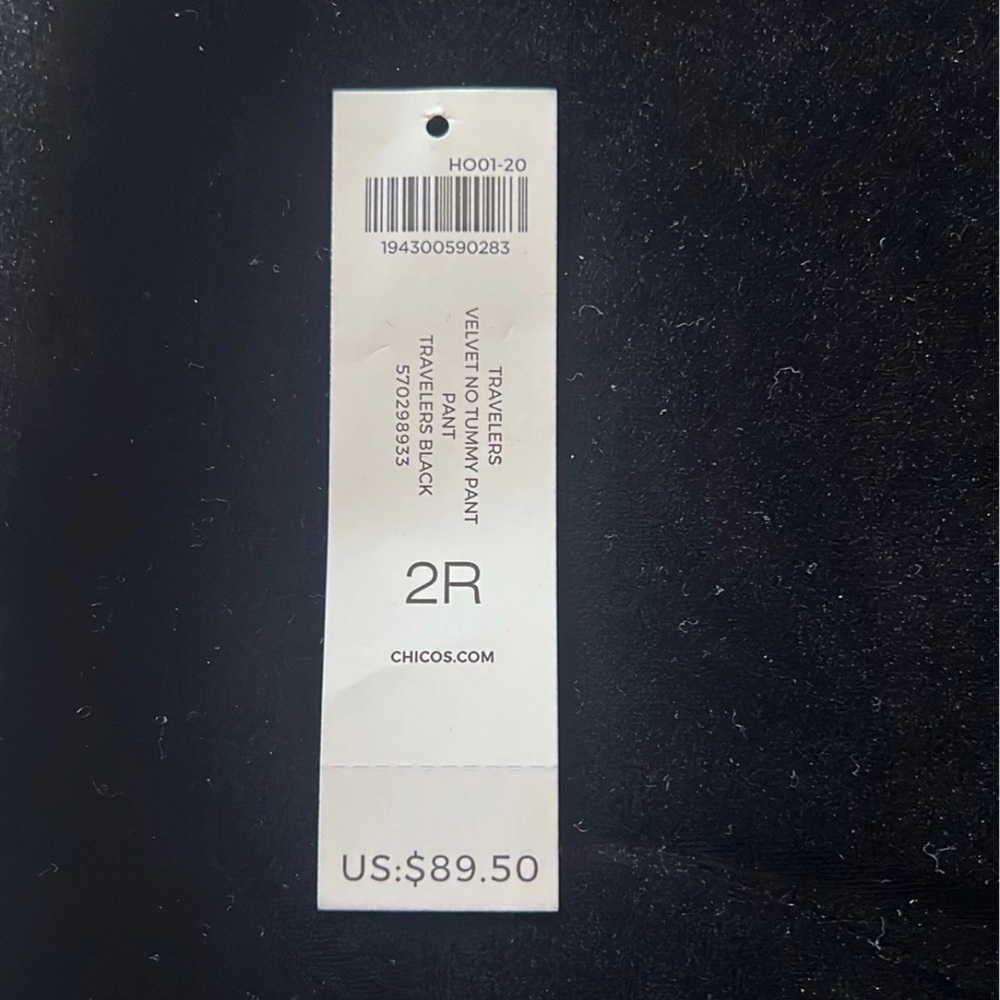 Chico's Black Velvet Travelers Pant 2R Large Size 12 - Picture 2 of 4